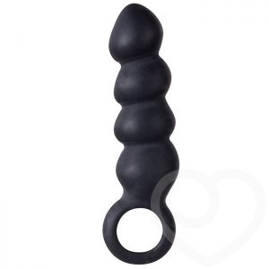 Beaded Silicone Butt Plug with Finger Loop