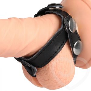Bondage Boutique Adjustable Leather Cock Ring and Ball Splitter