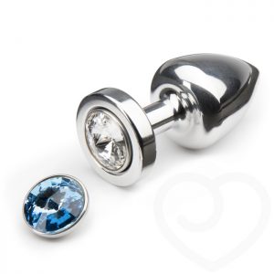 Diogol Aluminium Petite Butt Plug with Swarovski Crystals Clear & Blue