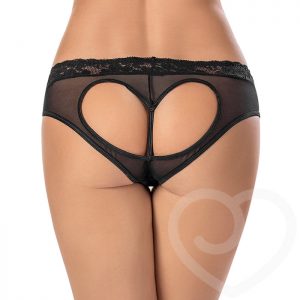 Escante Plus Size Heart Back Sheer Mesh and Lace Knicker