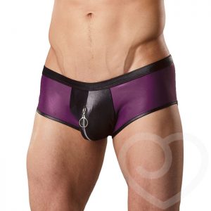 Male Power Cire Wet Look Boxers with Zip Pouch