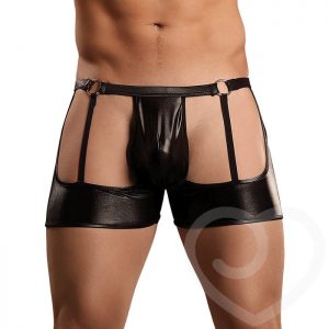 Male Power New Extreme Wet Look Garter Shorts