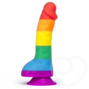 Rainbow Pop! Silicone Realistic Dildo with Balls and Suction Cup 6 Inch