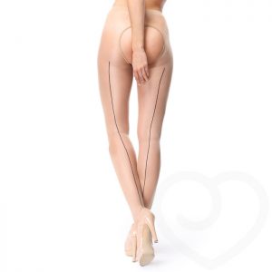 missO 20 Denier Nude Crotchless Tights with Backseam