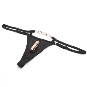 Entice Crotchless Vibrating Panty with Rose Gold Chain Accent