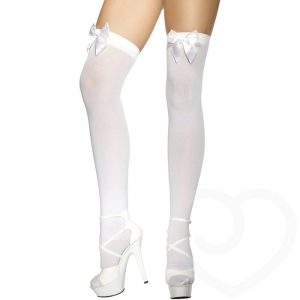 Fever White Stockings with Bow