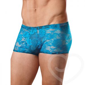 Male Power Neon Blue Lace Boxer Shorts