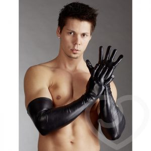 Svenjoyment Wet Look Long Gloves for Men