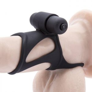 Black Velvet Silicone Stretchy Vibrating Penis Sleeve