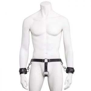 DOMINIX Deluxe Leather Waist Harness with Cock Ring and Wrist Cuffs