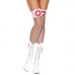 Lace Top Fishnet Nurse Stockings - Music Legs