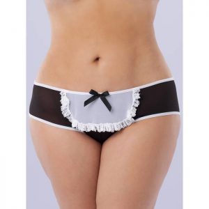 Lovehoney Fantasy Plus Size Crotchless Ruffle Back French Maid Knickers