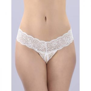 Lovehoney White Crotchless Pearl Thong