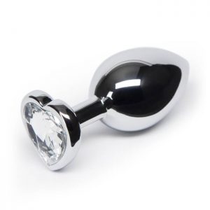 LuxGem Medium Metal Butt Plug with Heart Crystal 3 inch