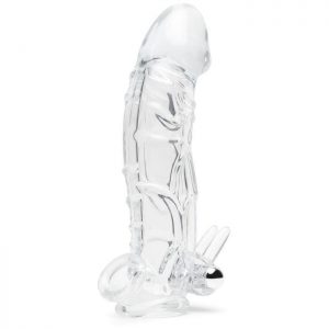 Crystal Skin 2 Extra Inches Vibrating Penis Extender with Rabbit Ears