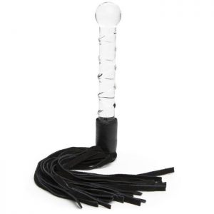 DOMINIX Deluxe Glass Dildo with Leather Flogger