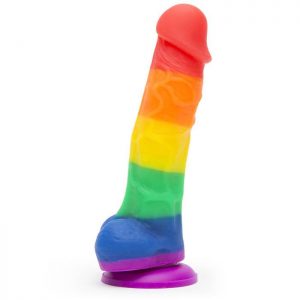 Rainbow Silicone Realistic Dildo with Balls and Suction Cup 5 Inch