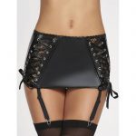 7Heaven Wet Look Lace Suspender Skirt and Stockings Set - 7heaven