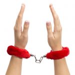 Lovehoney Red Furry Handcuffs - Lovehoney
