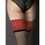 Gabriella Sheer Black Hold-Ups with Red Lace Tops - Gabriella