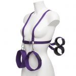 Purple Reins Body Harness with Wrist and Thigh Restraint - Purple Reins
