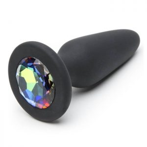 Glams Large Silicone Butt Plug with Rainbow Crystal 4 Inch