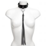 DOMINIX Deluxe Leather Collar with Detachable Flogger - DOMINIX