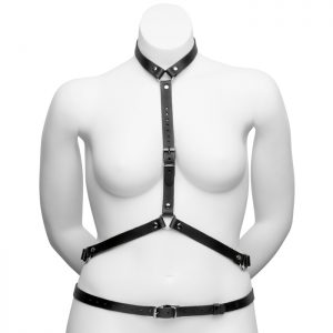 DOMINIX Deluxe Plus Size Leather Harness with Collar
