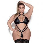 Exposed Lust Black Wet Look Studded Harness Body - Exposed