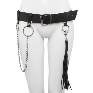 DOMINIX Deluxe Leather Belt with Detachable Flogger S/M
