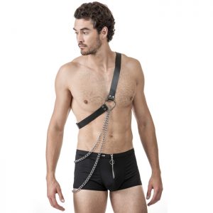 DOMINIX Deluxe Leather and Chain Harness