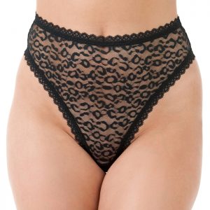 Lovehoney Black High-Waisted Leopard Lace Thong