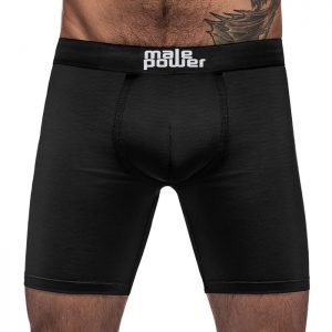 Male Power Black Stretch Long Boxer Shorts
