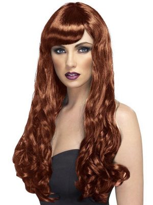 Long Wavy Brunette Wig with Fringe