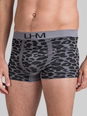 LHM Wild Thing Grey Leopard Print Seamless Boxer Shorts