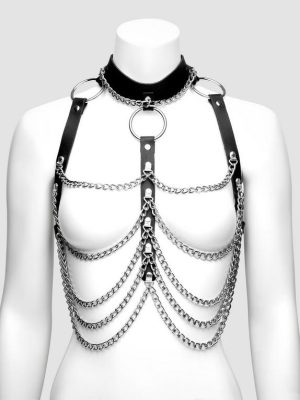 DOMINIX Deluxe Leather and Chain Harness Bra