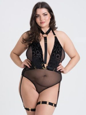 Fifty Shades of Grey Captivate Plus Size Black Flocked Mesh Harness Body