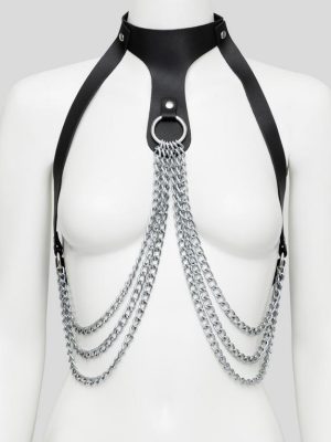 DOMINIX Deluxe Leather and Chain Bra Harness