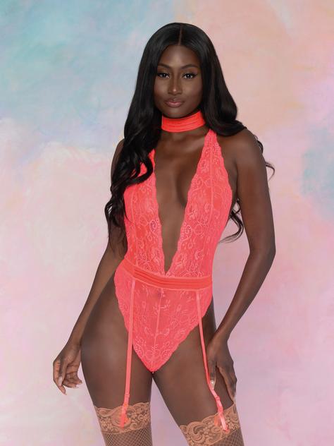 Dreamgirl Coral Lace Deep V Plunge Body
