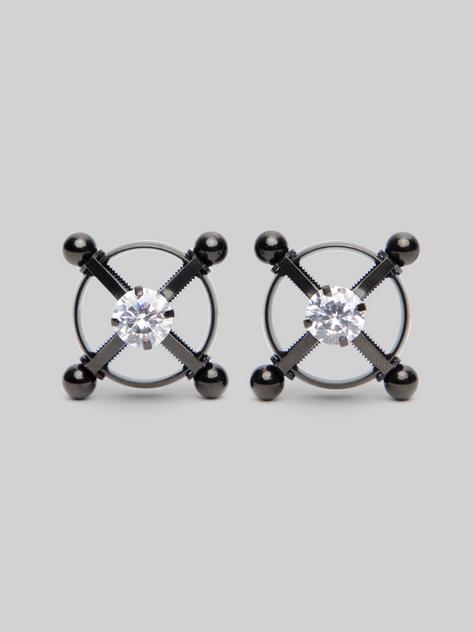 Black 4 Point Diamante Adjustable Stainless Steel Nipple Clamps