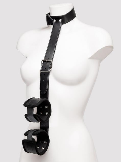 Bondage Boutique Faux Leather Collar to Wrist Restraints