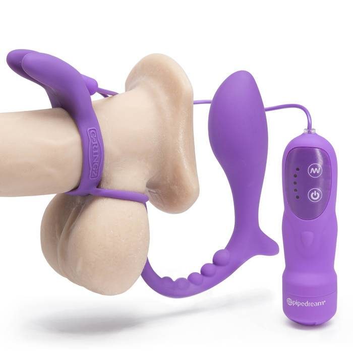 Ass-Gasm Silicone Vibrating Cock Ring and Butt Plug - Pipedream