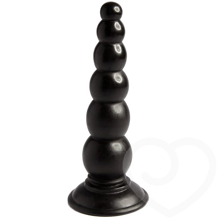 Beaded Black Anal Dildo with Suction Cup Base 6.5 Inch - Unbranded