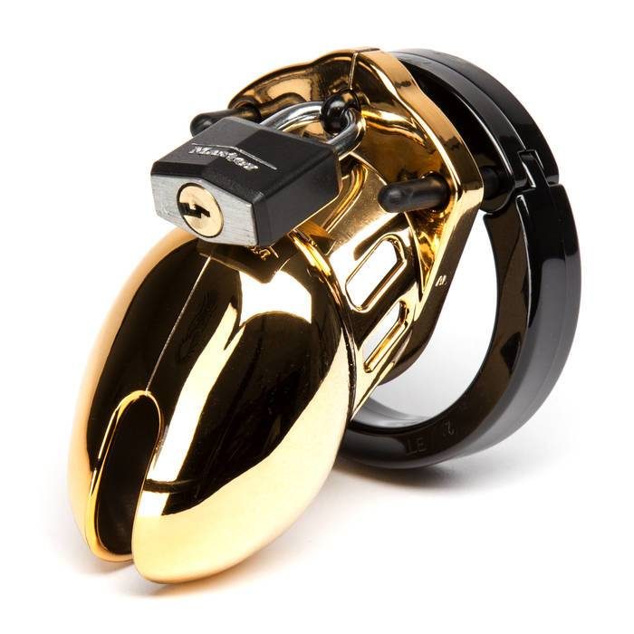 CB-6000S Designer Gold Short Male Chastity Cage Kit - CB Chastity Devices