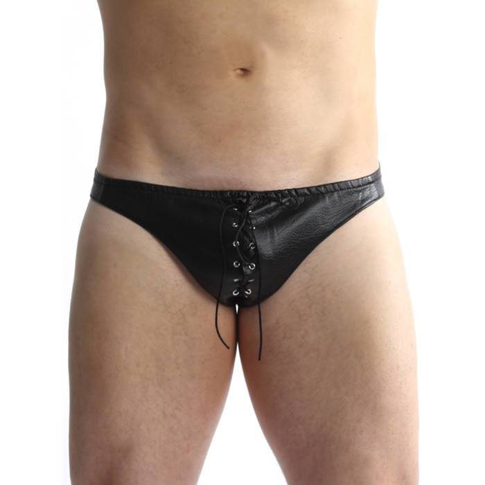Classified Men's Lace-Up Faux Leather Thong - Classified