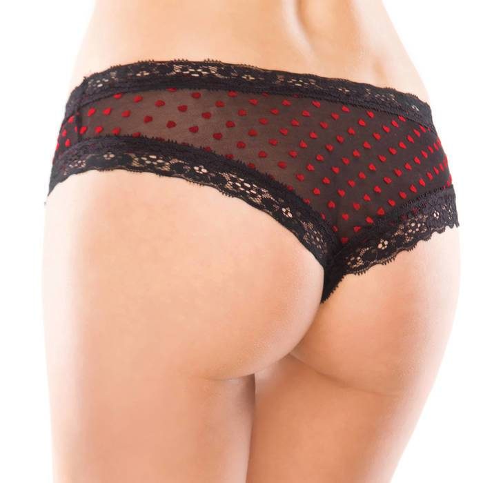 Coquette Plus Size Crotchless Heart Print Knickers - Coquette