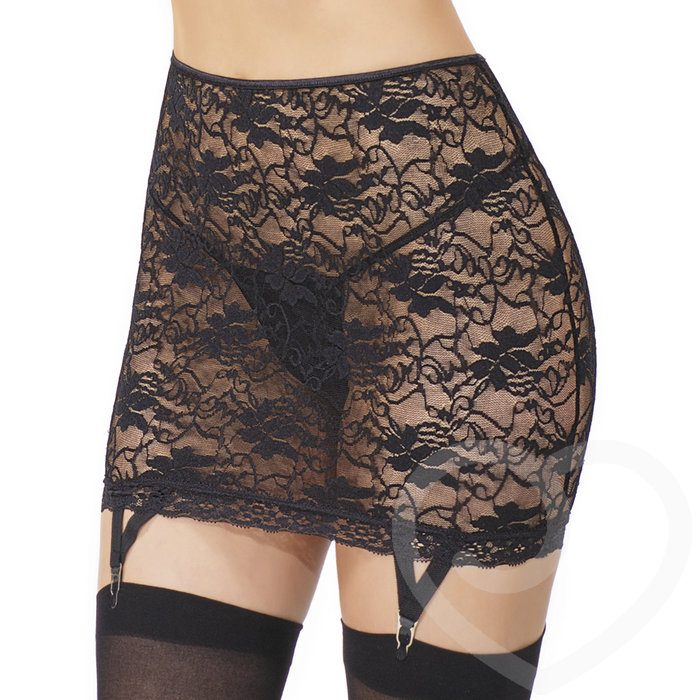 Coquette Plus Size Stretch Lace Skirt With Suspenders - Coquette