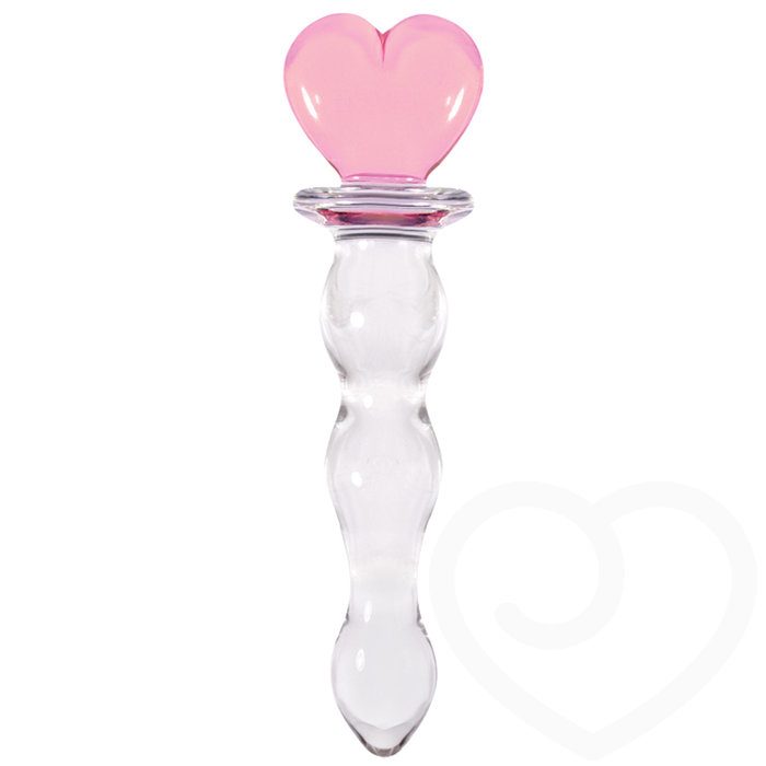 Crystal Heart Wavy Glass Dildo 5.8 Inch - NSNovelties