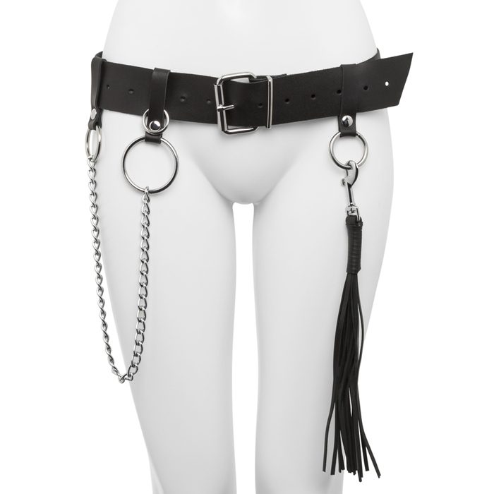 DOMINIX Deluxe Leather Belt with Detachable Flogger S/M - DOMINIX