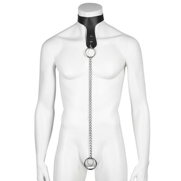 DOMINIX Deluxe Leather Collar with Cock Ring - DOMINIX